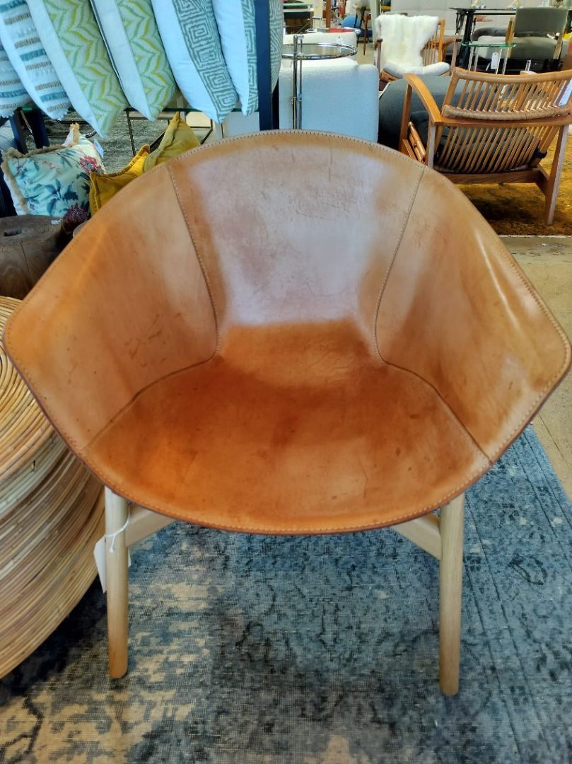 Hem/Discipline Italian Leather Pocket Chair- EACH Kashew