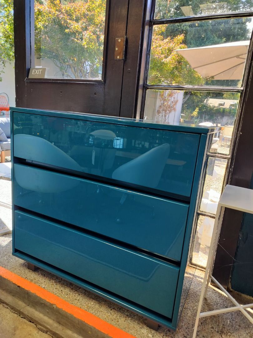 cb2 blue dresser CB2 Blue Lacquer Dresser