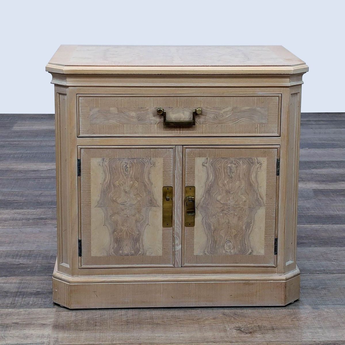 Vintage Drexel Heritage Corinthian Burlwood Nightstand | Drexel