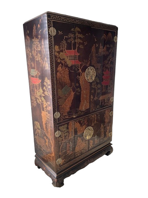 Henredon Asian Cabinet Chinoiserie Armoire in Brown Wood EK221-84