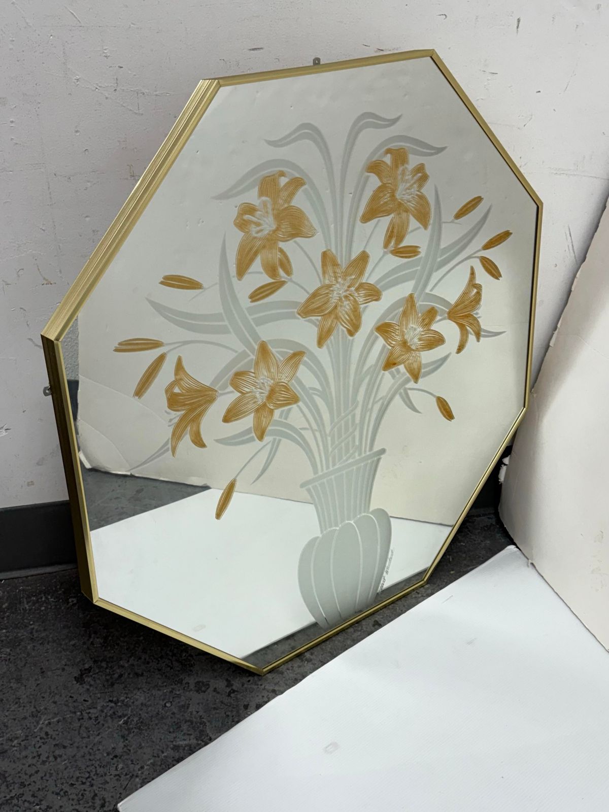 Robert Slimbach for Windsor Art Octagonal Tiger Lily Wall Mirror