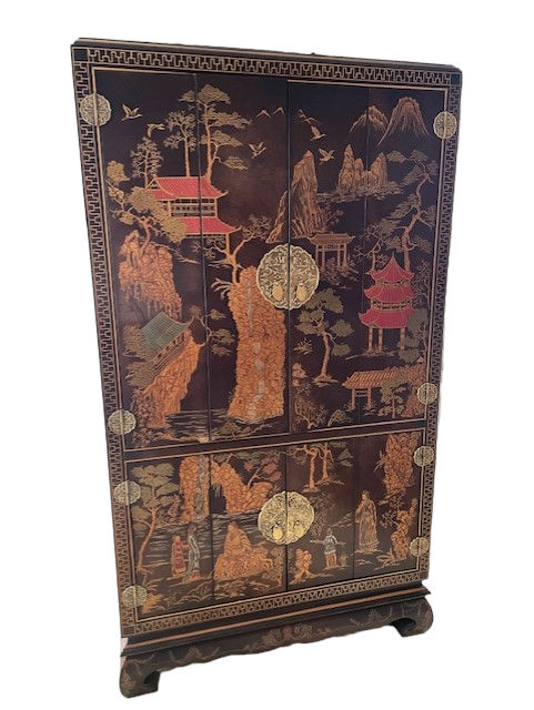 Henredon Asian Cabinet Chinoiserie Armoire in Brown Wood EK221-84