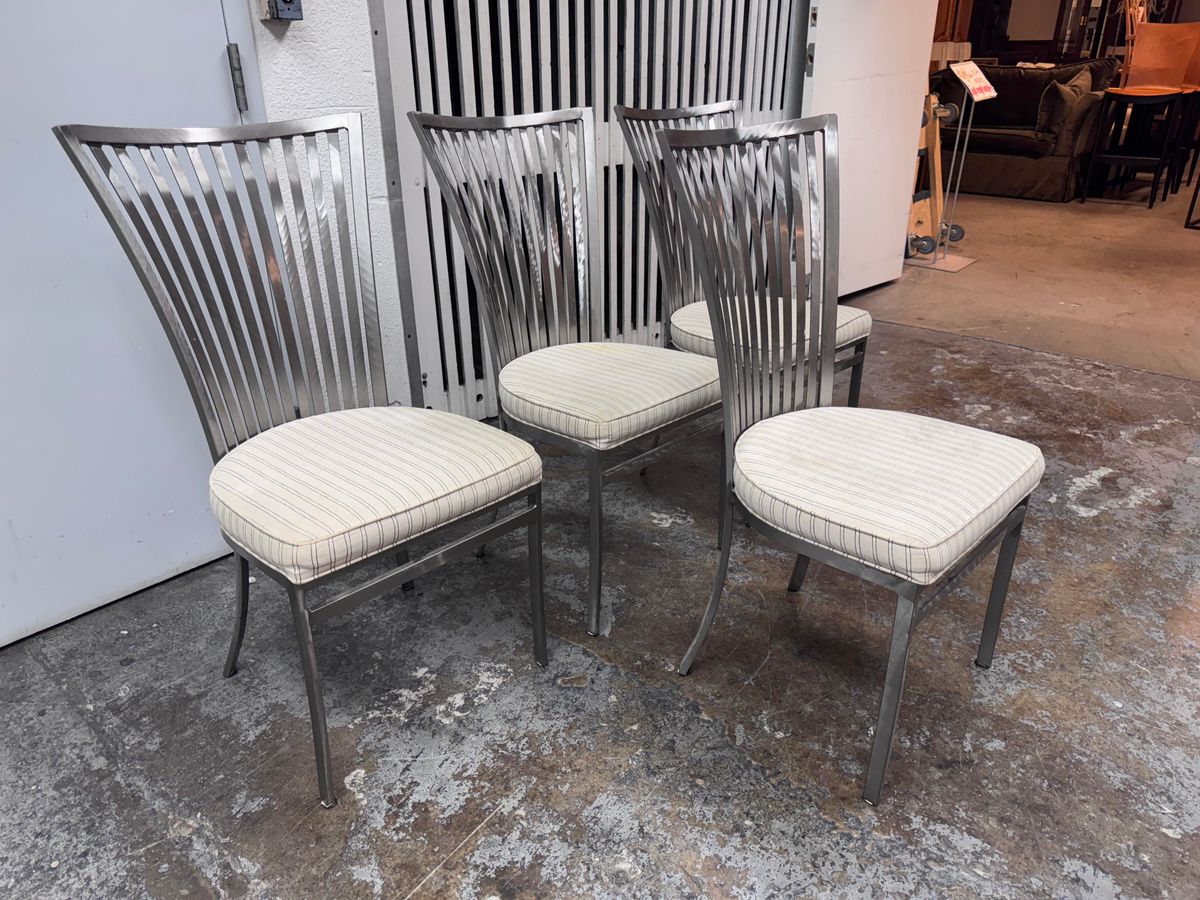 Vintage Shaver-Howard Slatted Back Metal Dining Chairs, Set of