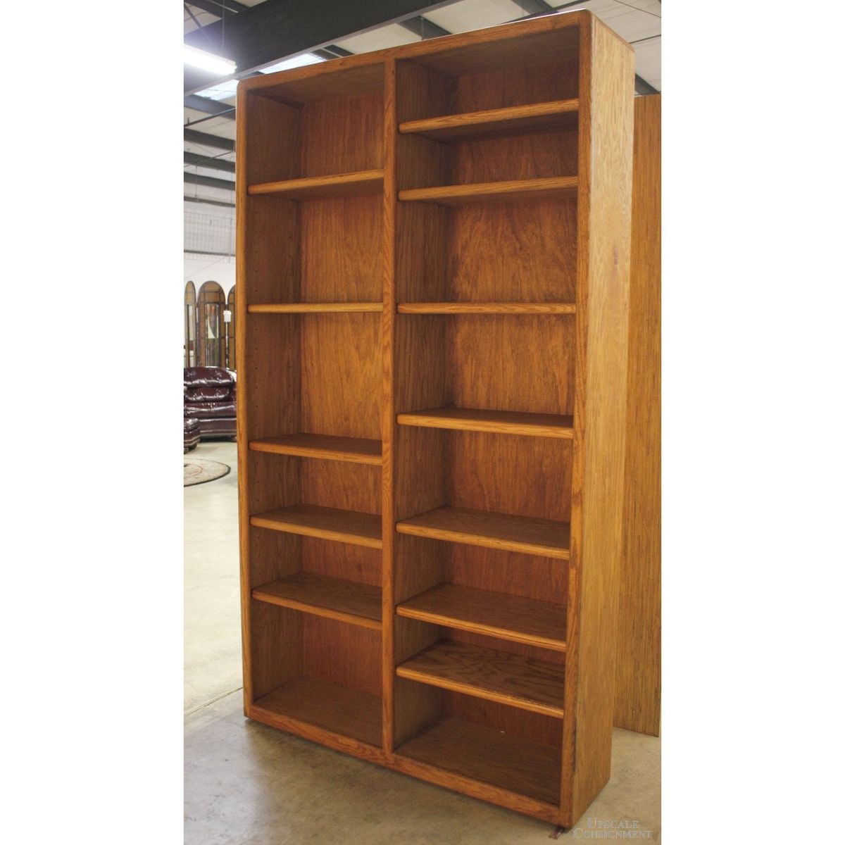 84'' Oak Double Bookshelf - Thumbnail 4