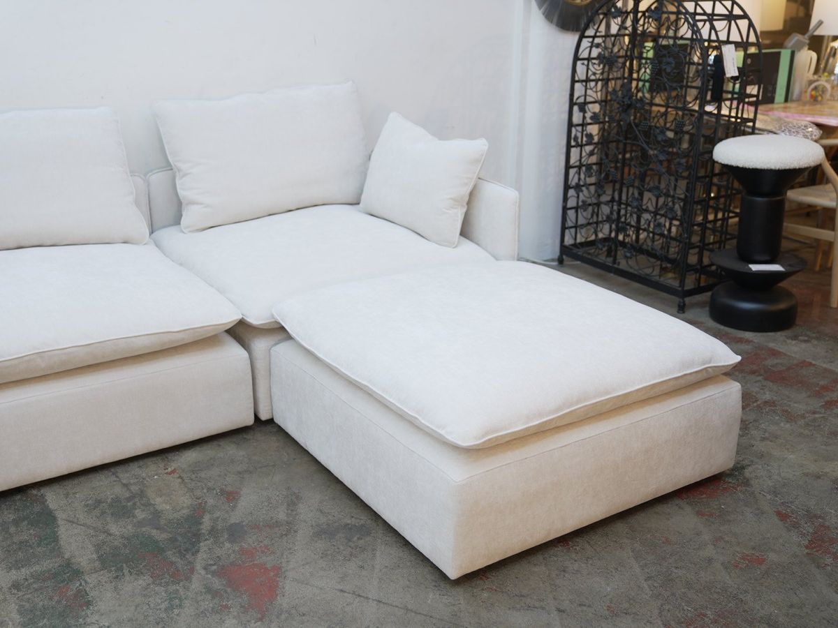 CB2 Lumis 4-Piece Modular Snow White Fabric Deep Depth Sectional 