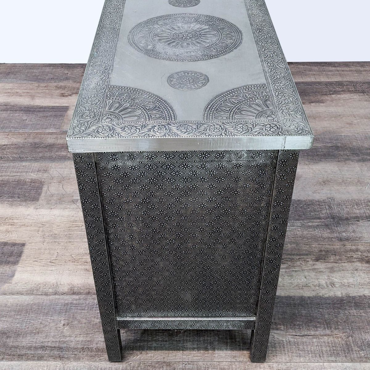 embossed metal dresser Embossed Metal Kiran Tall Dresser. Original Price: $880