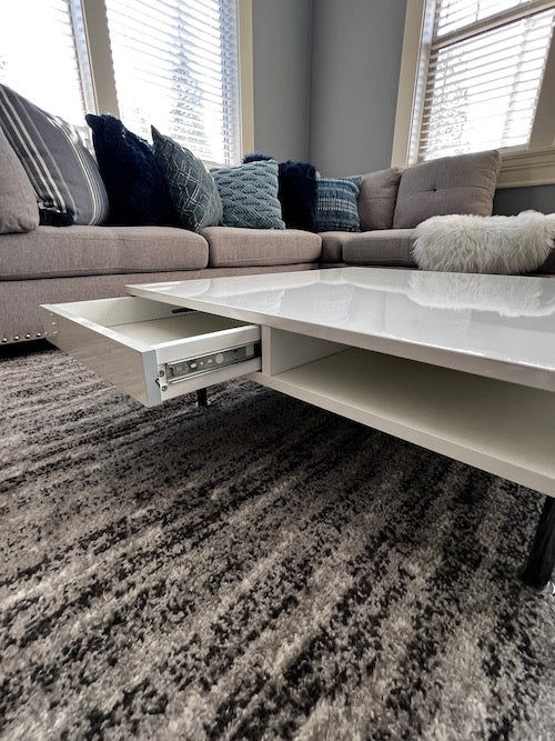 White IKEA Tofteryd Coffee Table w/Drawers VC212-110 | Kashew