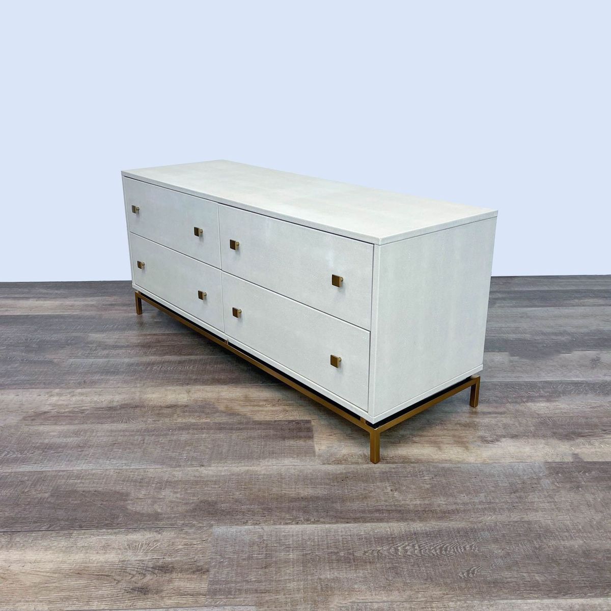 CB2 Ivory Shagreen Embossed Low Dresser