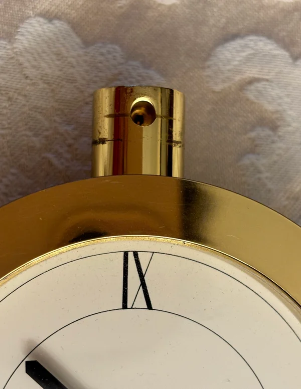 Vintage Brushed Brass Tiffany & Co. Swing Desk Clock With