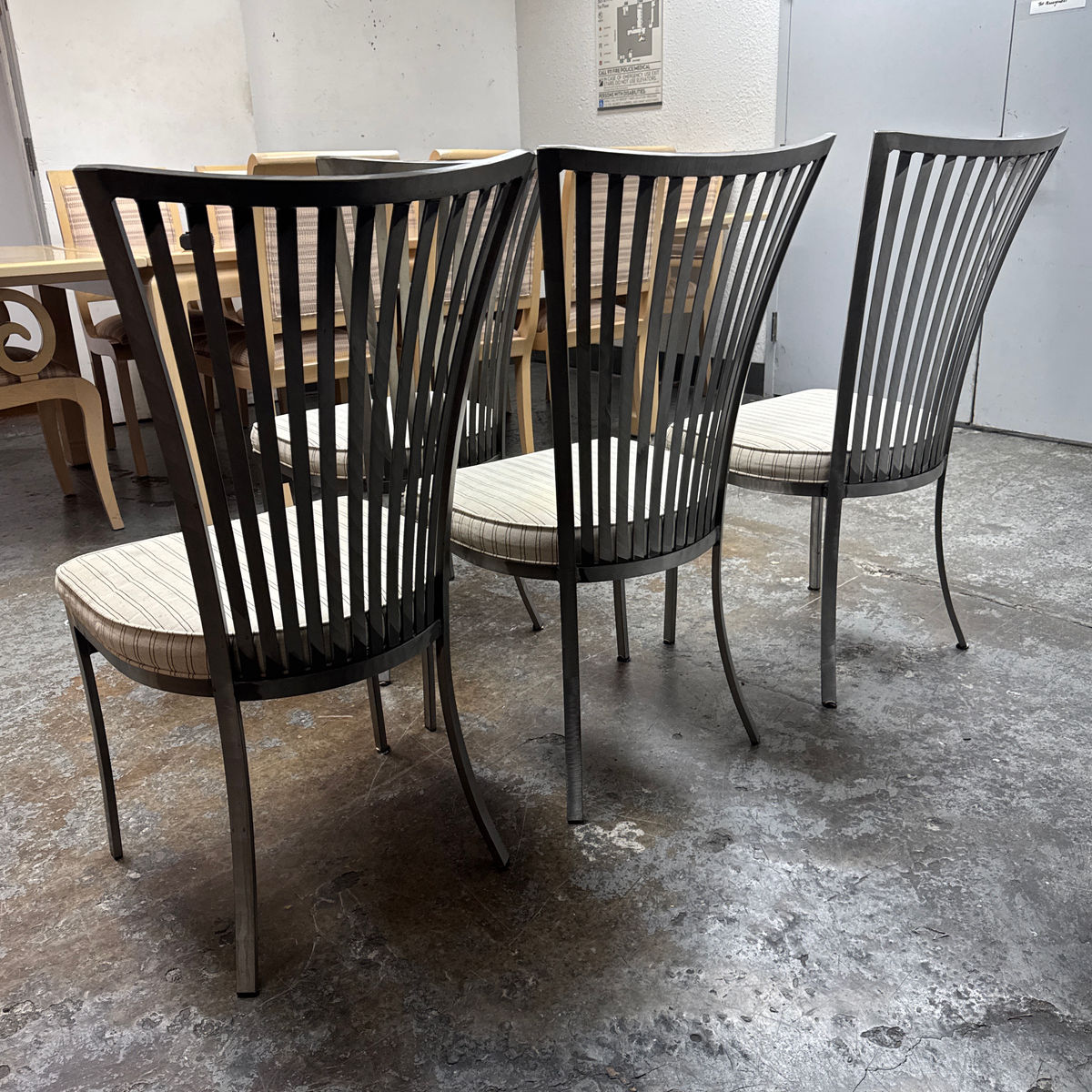 Vintage Shaver-Howard Slatted Back Metal Dining Chairs, Set of