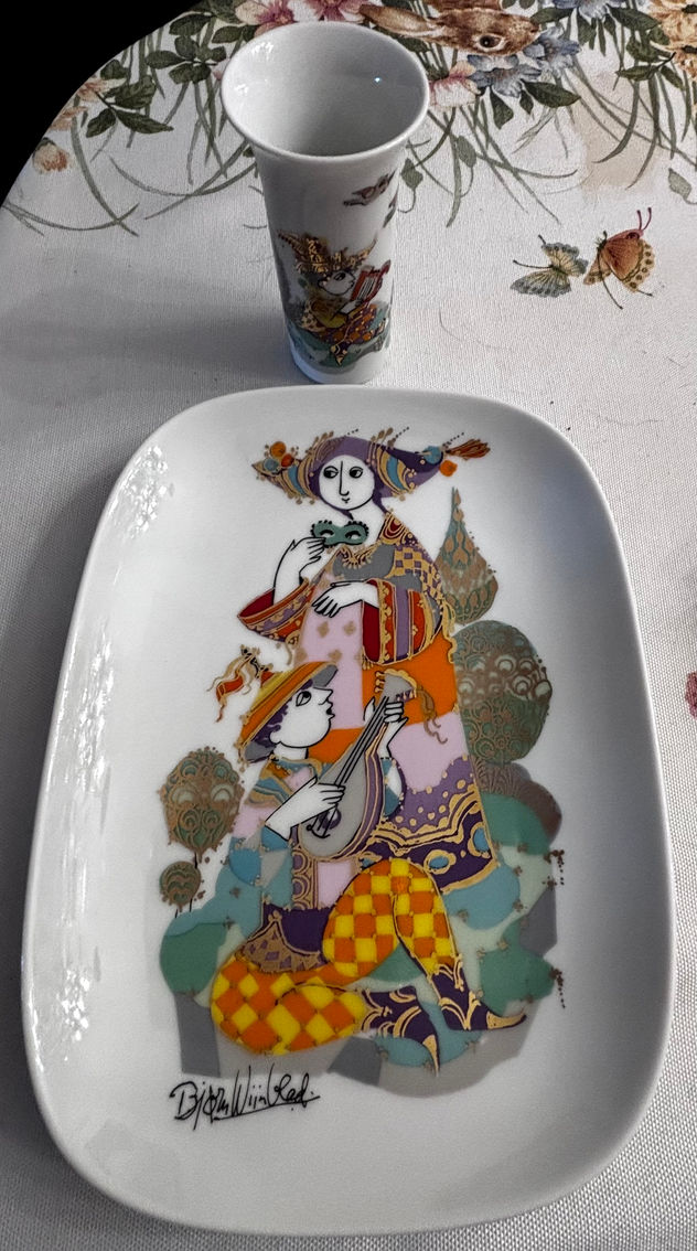 1970s Bjorn Wiinblad for Rosenthal Studio-Linie Plate & Vase Set