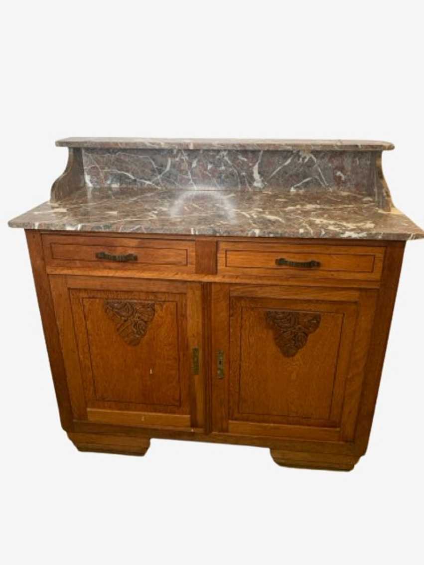Granite Top Wooden Buffet with 2 Drawers & Cabinet - image 0