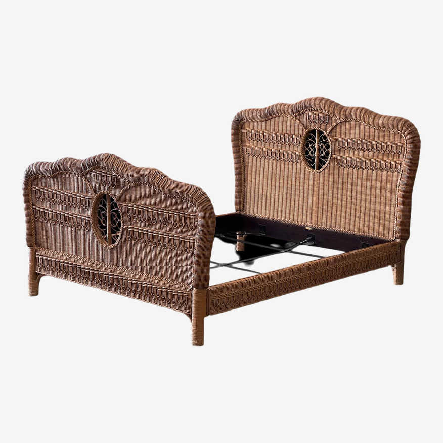 Queen Size Ralph Lauren Polo Vintage Woven Wicker Bed Frame - image 0