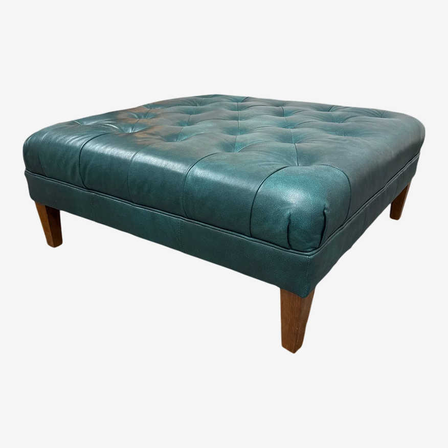 Marion House for Four Hands Turquoise Tufted Ottoman - image 0