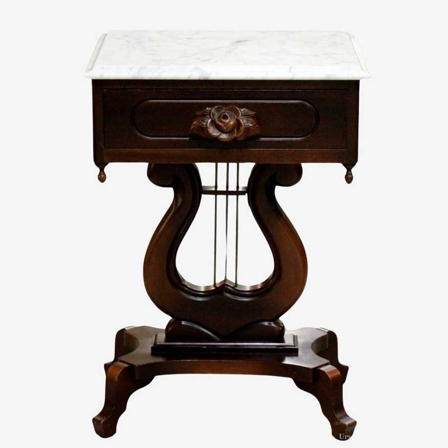 Harp Style Marble Top Accent Table - image 0