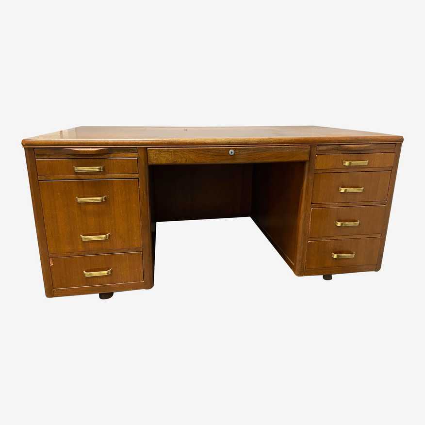 1960s Leopold Vintage Mid Century Modern Walnut Desk - image 0