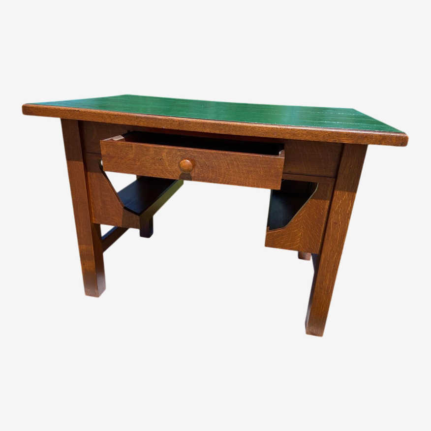 1930s Vintage Arts and Crafts Oak Library Desk Table - image 0