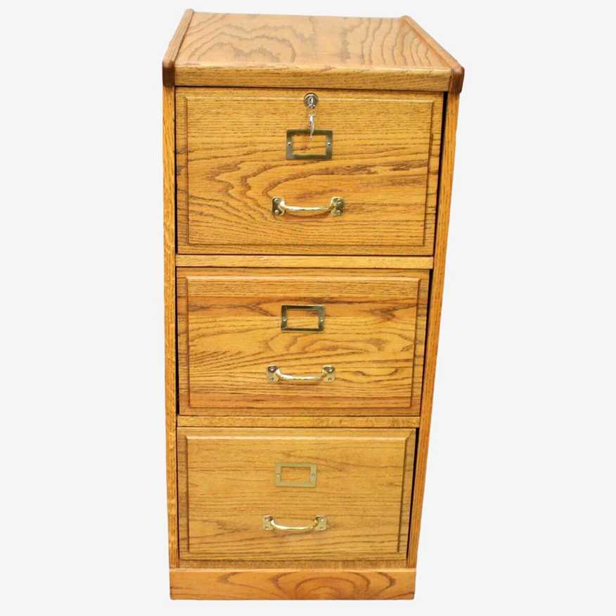 Oak Three Drawer File Cabinet - image 0