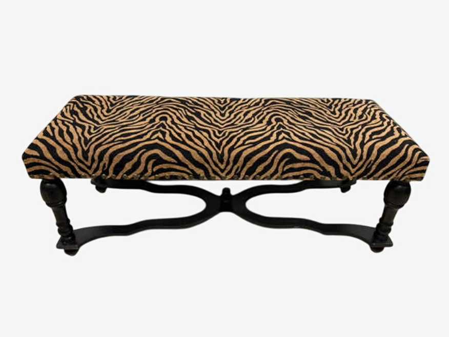 Black And Gold Animal Print Bench - image 0