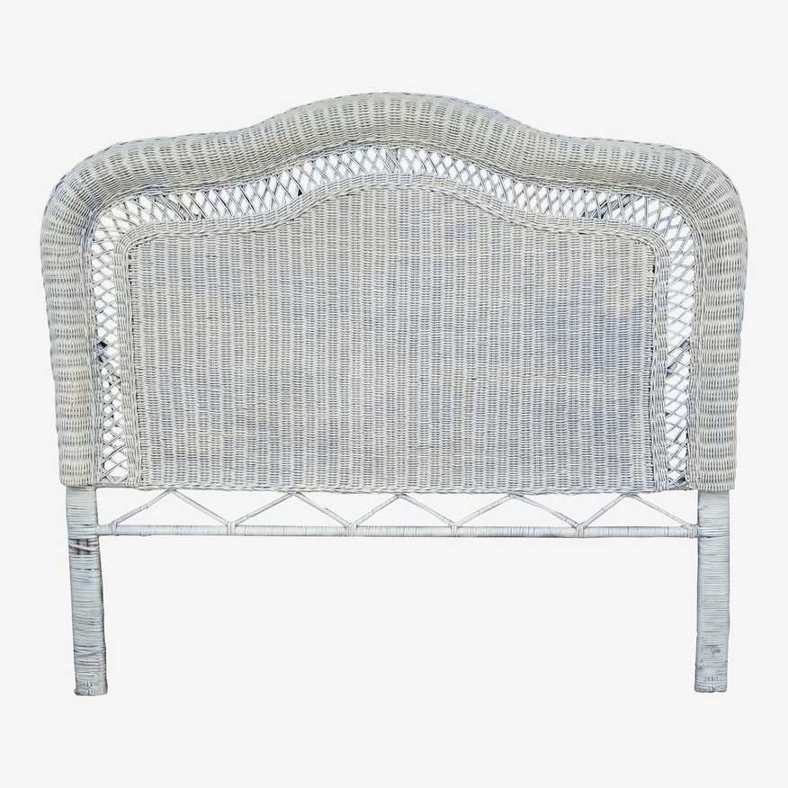 Vintage Coastal White Woven Wicker Full Sized Headboard - image 0