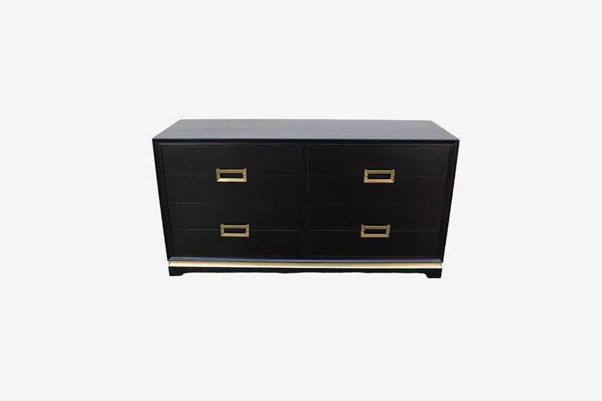 6-Drawer Black & Gold Dresser w/ Gold Pulls - image 0