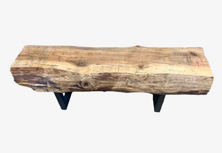 Split Log Bench With Metal Frame - image 0