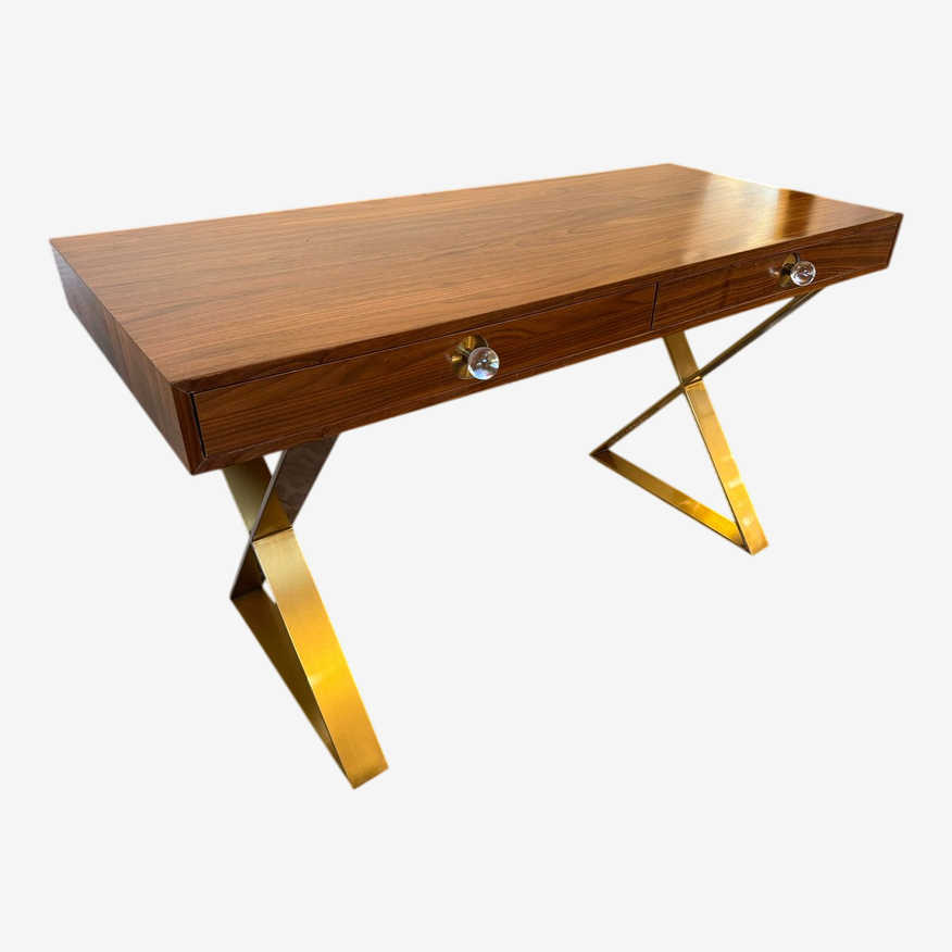 Jonathan Adler Channing Walnut + Brass Writing Desk - image 0