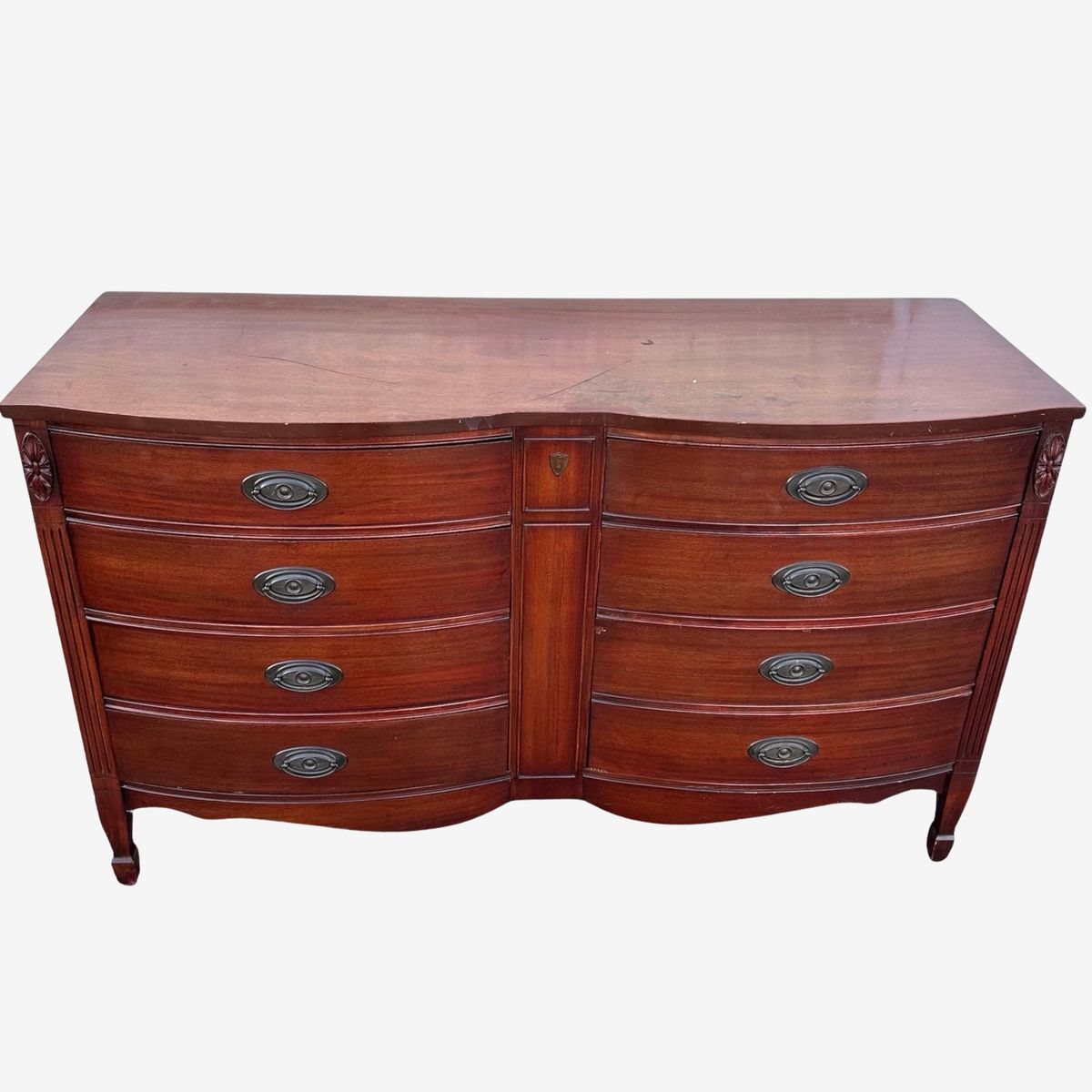 Vintage Mahogany Dresser by Dixie with 8 Dovetailed Drawers 56” Long ...