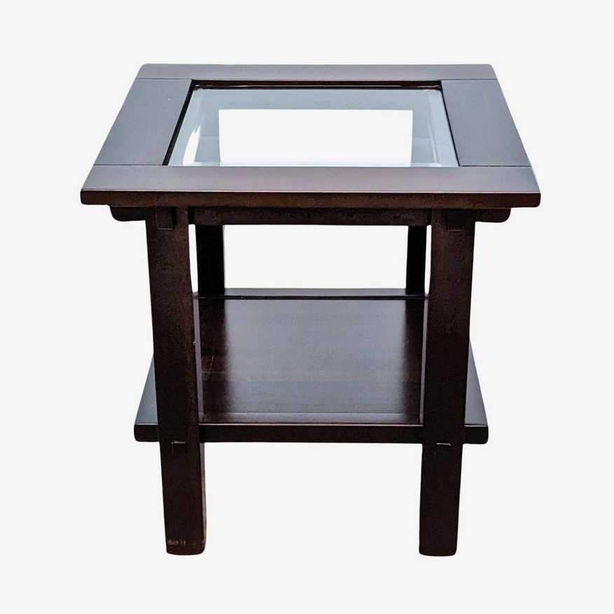 Crate & Barrel Glass Top End Table - image 0
