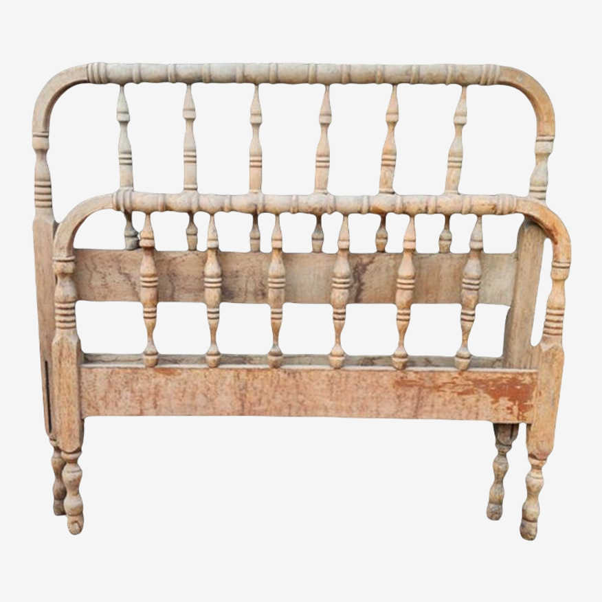 Vintage Twin Sized Turned Wood Jenny Lind Style Spindle Spool Headboard and Footboard for Refinishing or Customization - image 0