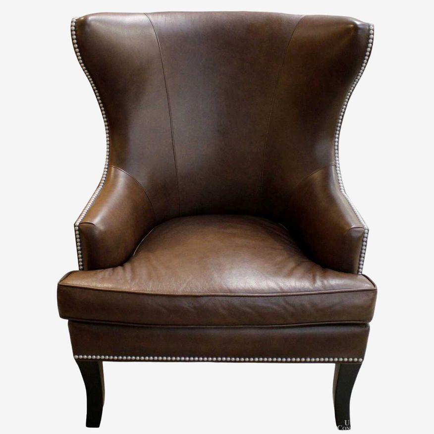 Brown Leather Wingback Chair - image 0
