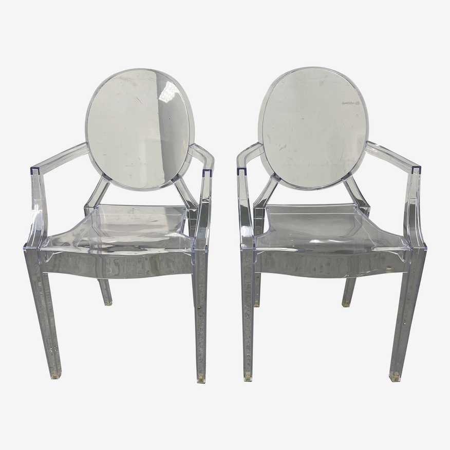 Philippe Starck Replica 'Ghost' Transparent Arm Chairs, a Pair - image 0