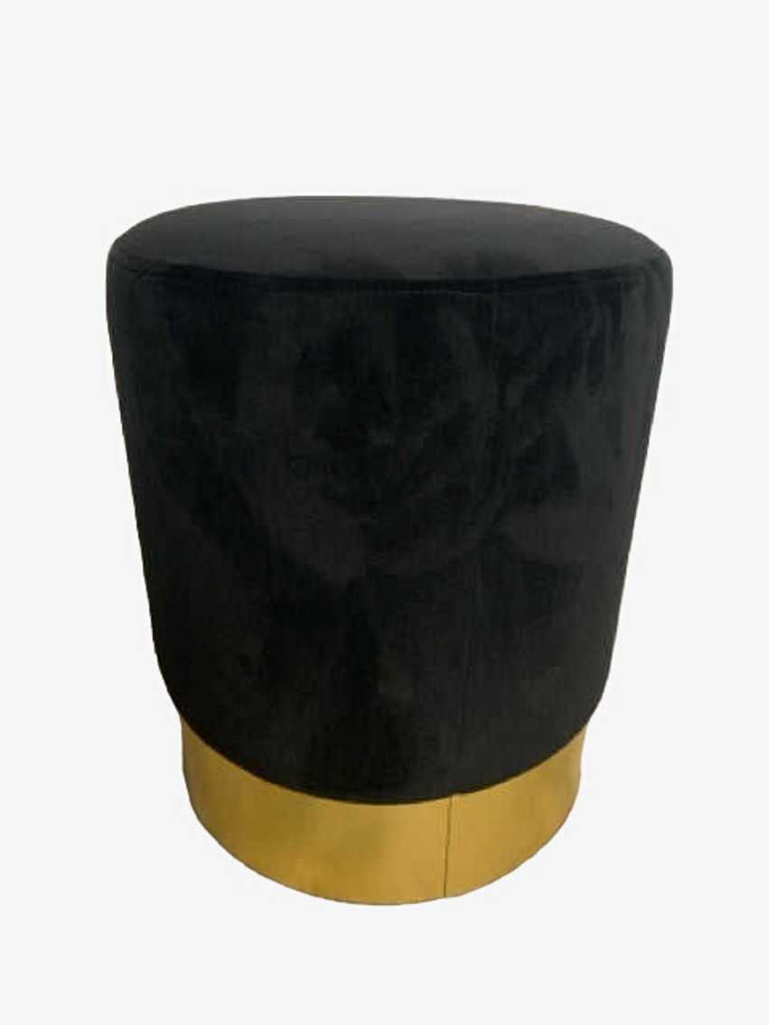 Black Velvet And Gold Ottoman - image 0