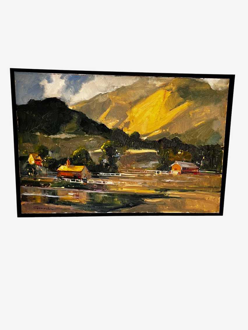 Ted Goerschner Oil Painting Houses in the Valley JB240-27 - image 0