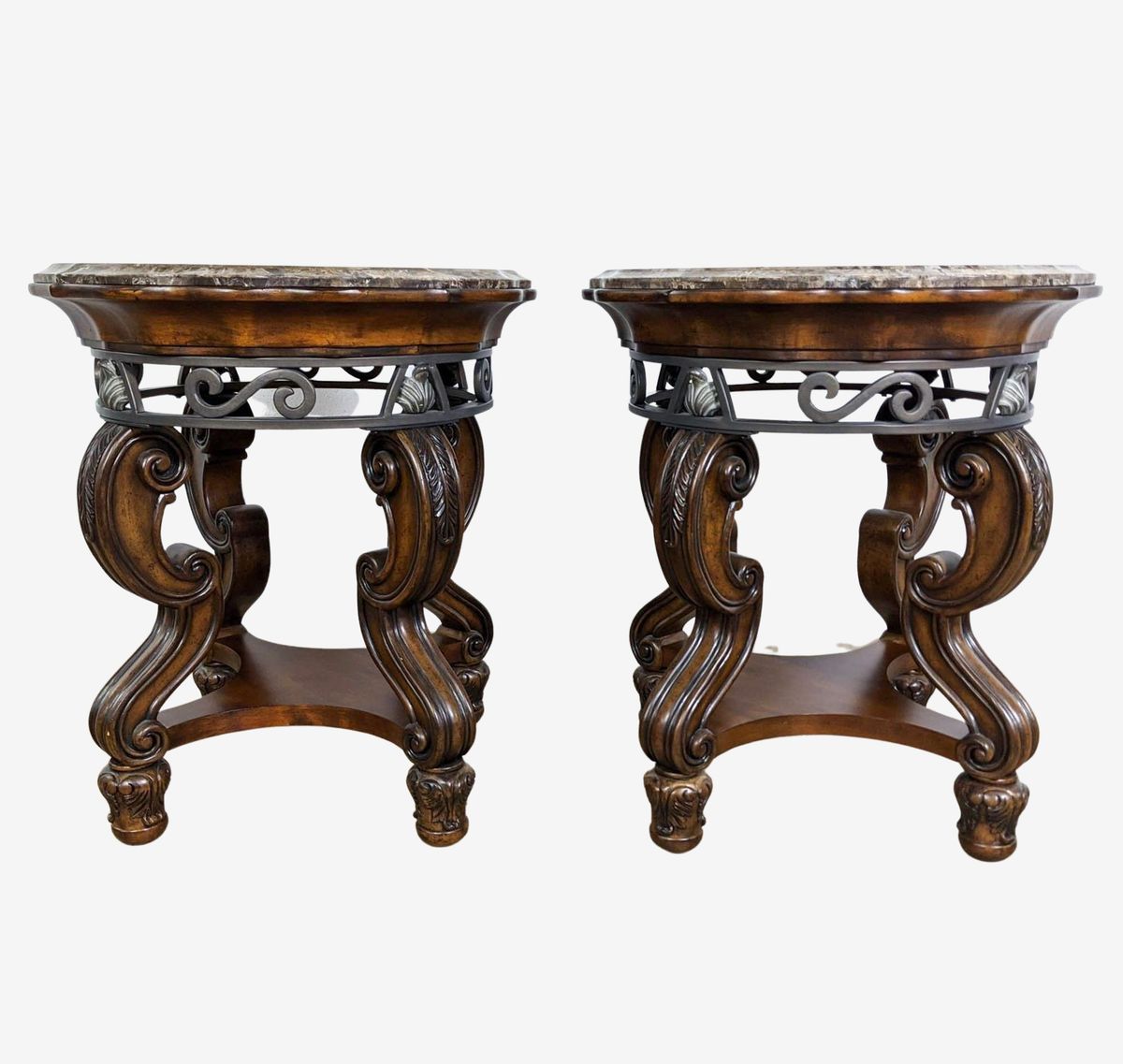 Pair of AICO Michael Amini Marble Top End Tables | Michael Amini - $660 ...