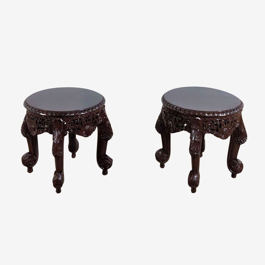 Pair of Carved Accent Tables - image 0