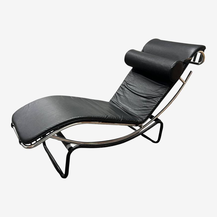 Le Courbusier Style Black Chaise Lounge - image 0
