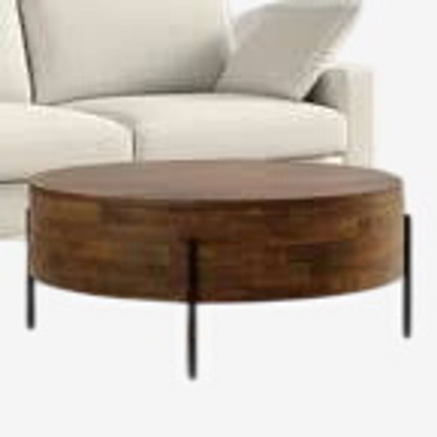 Rayburn SOLID MANGO 38" Urban Drum Coffee Table in Walnut Brown FFW-1011 - image 0