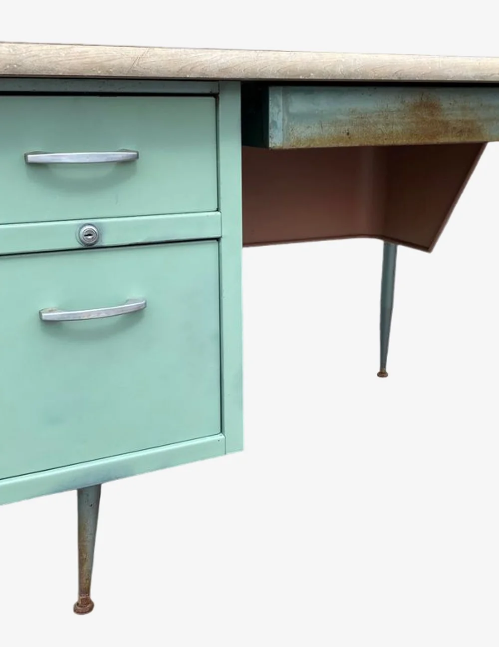 Vintage Celadon Metal Writing Desk - image 0