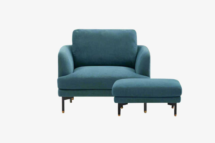 Castlery Pebble Contemporary Arm Chair & Ottoman, Ocean Blue FFE258-476 - image 0