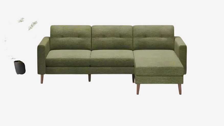 Burrow Moss Green Walnut Leg Block Nomad Sofa Chaise Sectional FFE258-208 - image 0