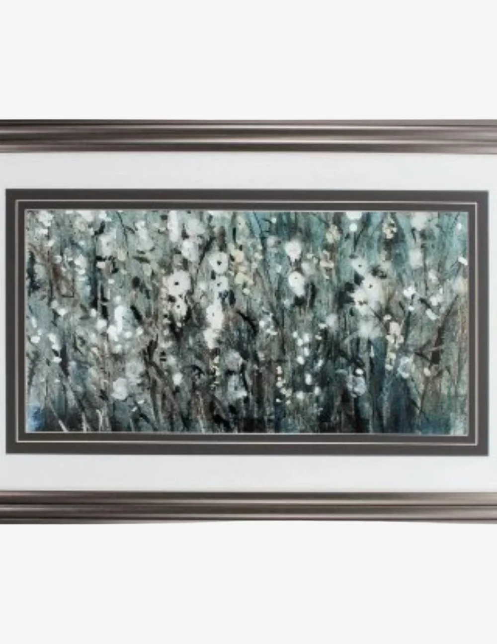 Framed White Blooms Navy Artwork - image 0