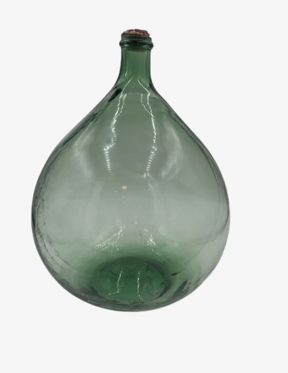Green French Glass Wine Jug with Cork - image 0