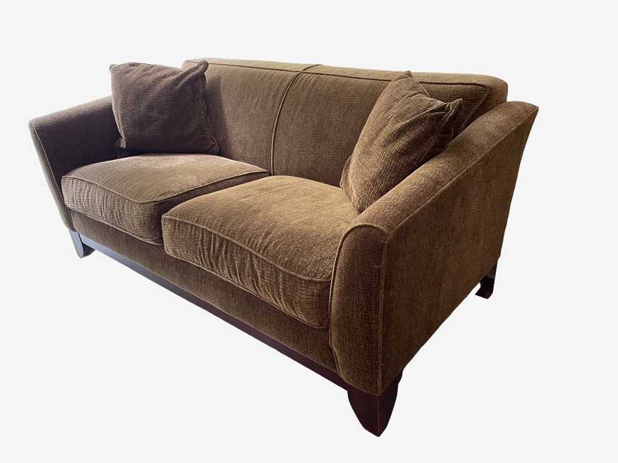 Pottery Barn Greenwich Brown Upholstered 2 Seater Settee Sofa LY200-10 - image 0