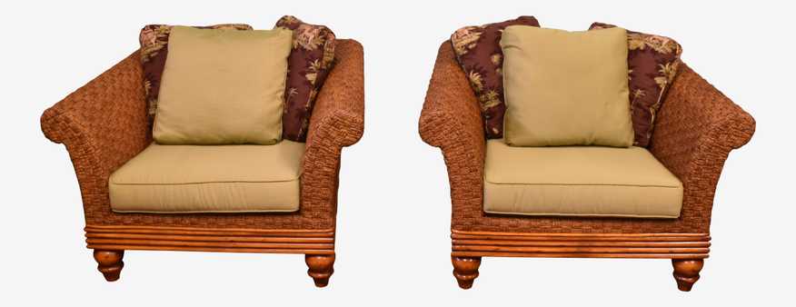 Tommy Bahama Weave Woven Rattan Lounge Chairs - a Pair - image 0