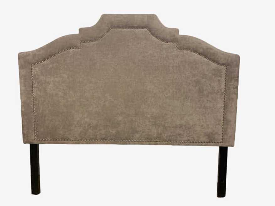 Queen Pier 1 Grey Velvet Headboard With Silver Nailheads - image 0