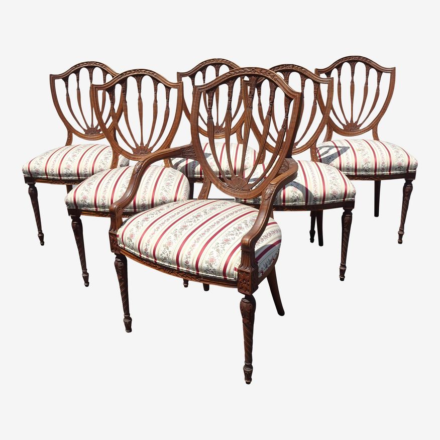 1930s Vintage Berkey and Gay Dining Chairs French Country Hepplewhite Style - Set of 6 - image 0