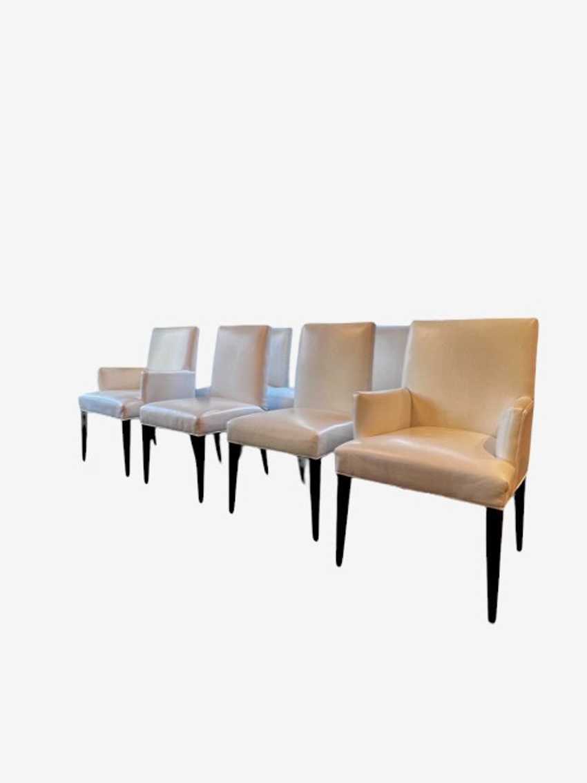 8 Crate and Barrel Miles White Leather Dining Chairs JS188-30 - image 0