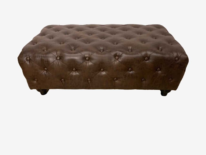 Faux Leather Tufted Ottoman - image 0