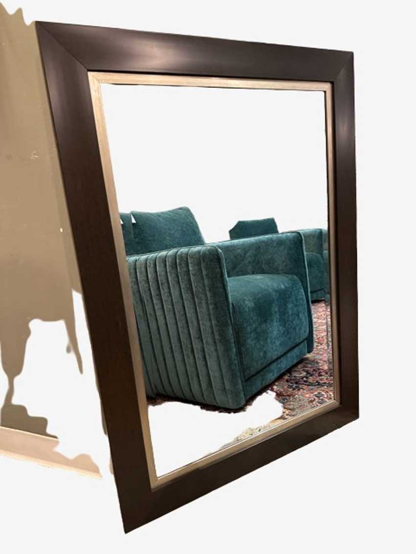 Brown Rectangle Mirror with Silver Trim - image 0